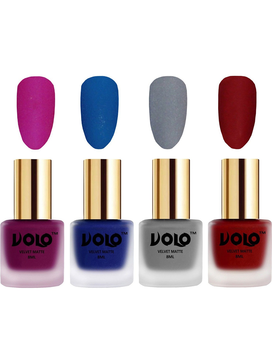 

VOLO Set Of 4 Velvet Matte Nail Polish-8 ml Each Shade -14 -19 -20 -22, Blue