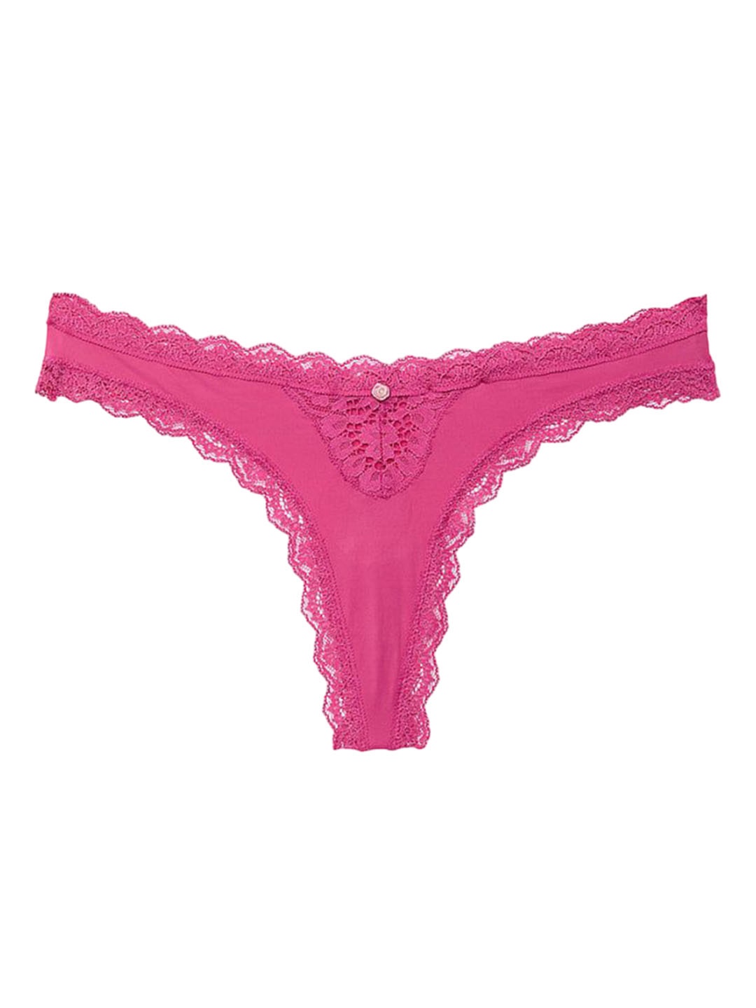 

Victoria's Secret Lace-Trim Low Rise Thong Brief, Pink