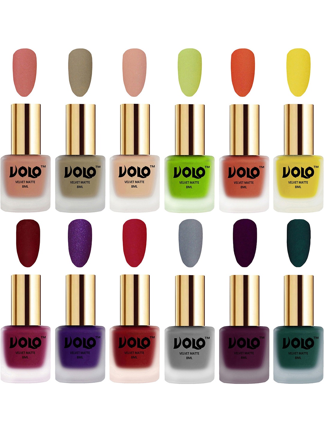 

VOLO Set Of 12 Velvet Matte Nail Polish - 8 ml Each, Burgundy