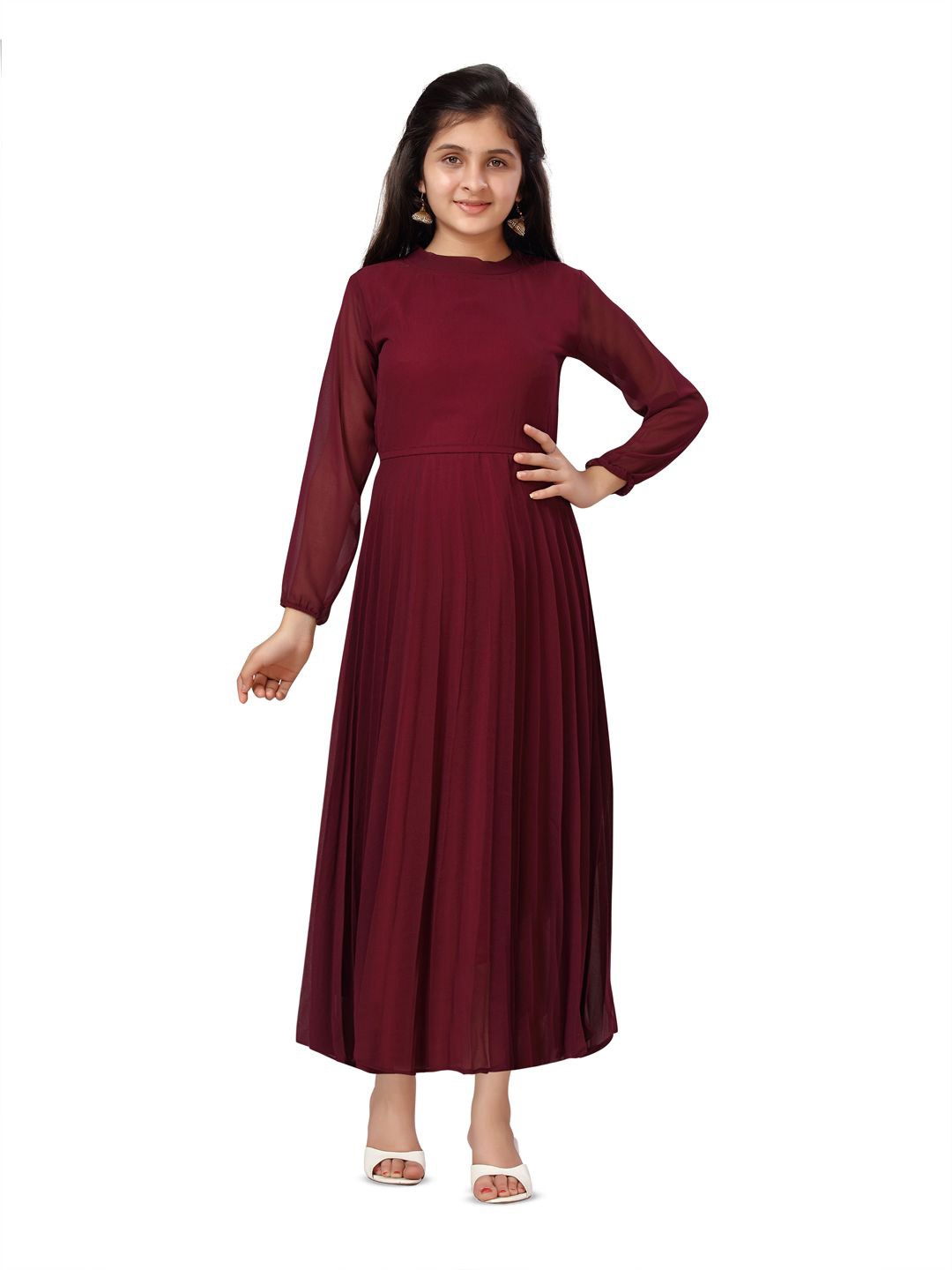 

BAESD Girls Solid Georgette Fit & Flare Maxi Dress, Purple