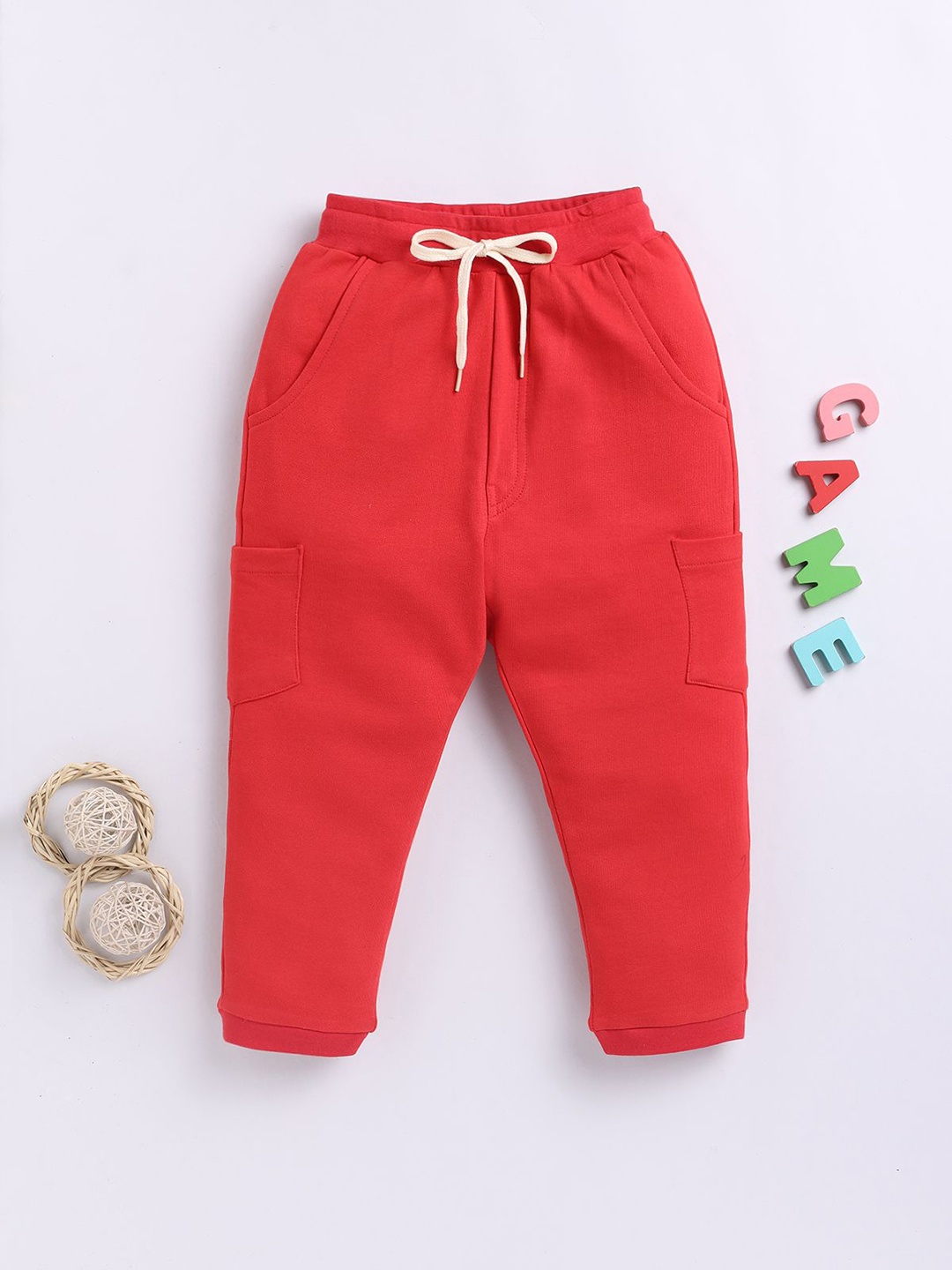 

LITTLE NINJA Infants Mid-Rise Joggers, Red