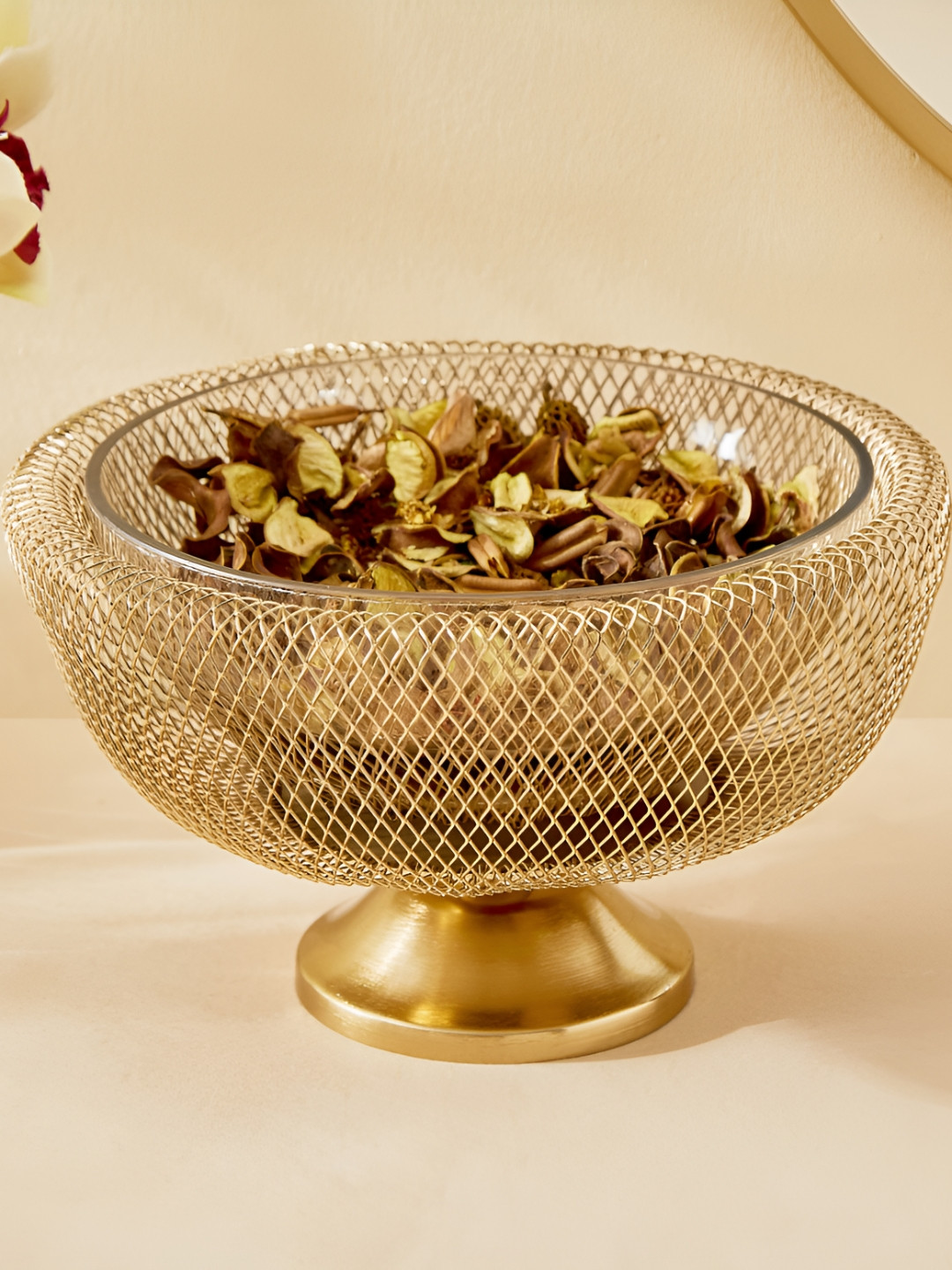 

Home Centre Majestic Mesh Metal Potpourri Bowl, Gold