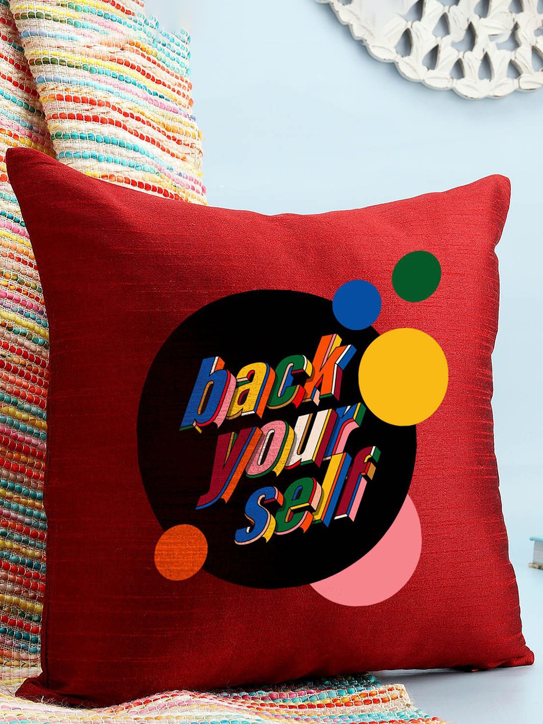 

IGP Red and Black Quirky Printed Cushion Cover