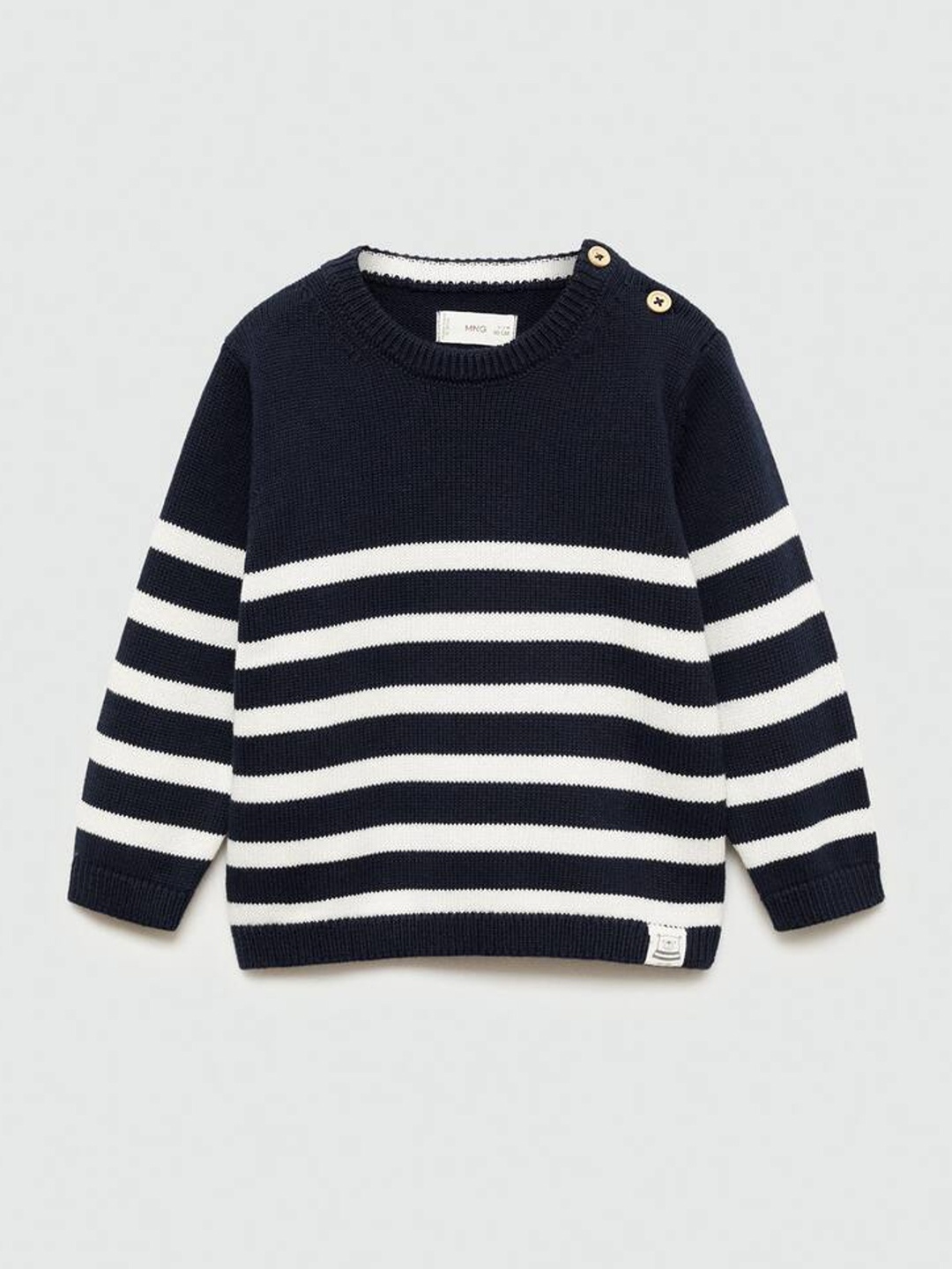 

Mango Kids Boys Striped Pure Cotton Pullover, Navy blue