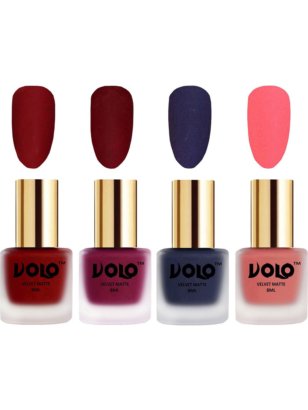

VOLO Set of 4 Velvet Dull Matte Nail Polish - 8 ml Each - 22-25-31-41, Multi