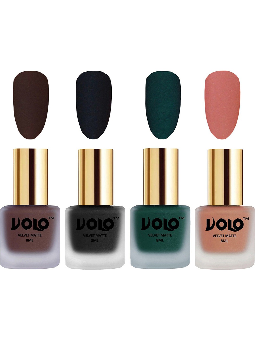 

VOLO Set Of 4 Velvet Matte Nail Polish - 8 ml Each - 2 - 5 - 12 - 38, Multi