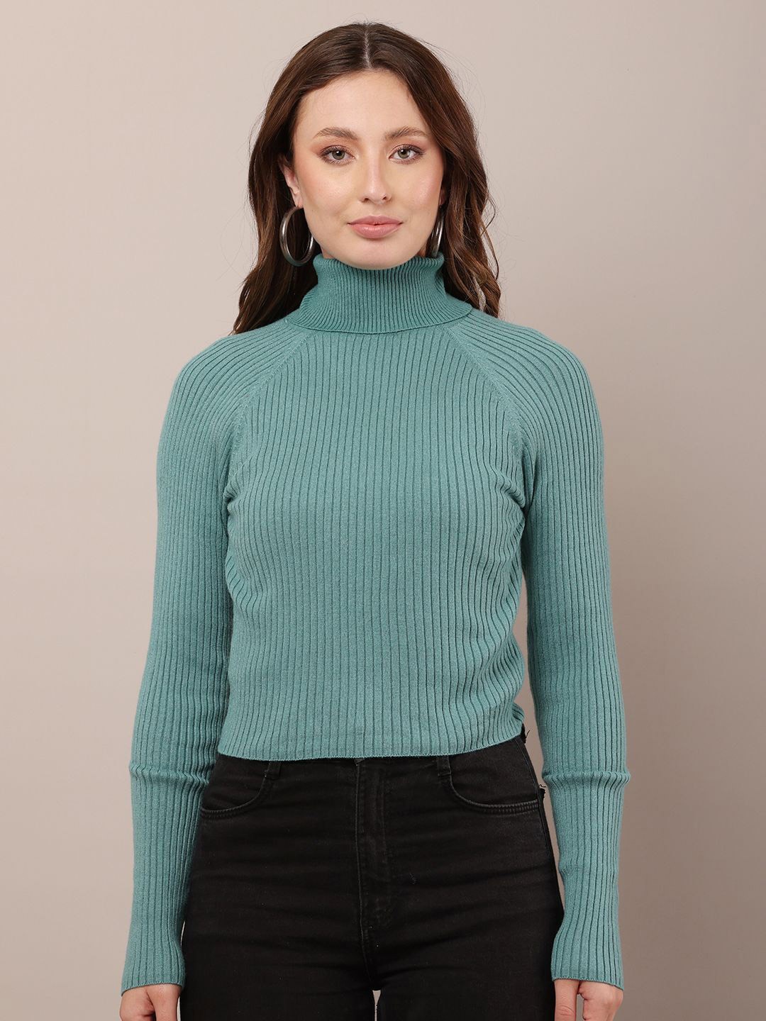 

NoBarr Women Ribbed Pullover Sweaters, Sea green