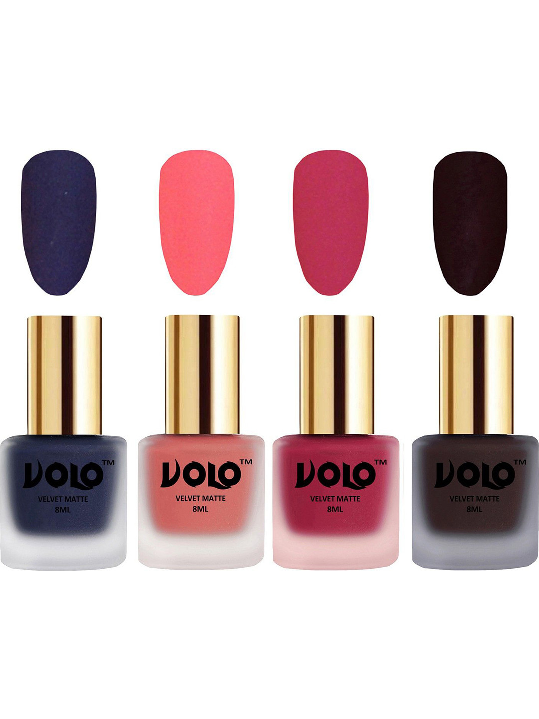 

VOLO Set Of 4 Velvet Matte Nail Polish - 8 ml Each - 5 - 14 - 19 - 43, Multi