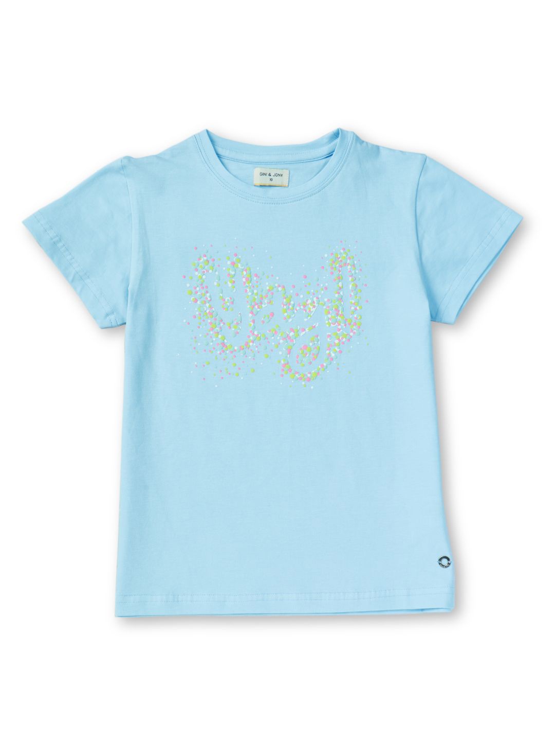 

Gini and Jony Girls Typography Printed Round Neck Cotton T-Shirt, Blue