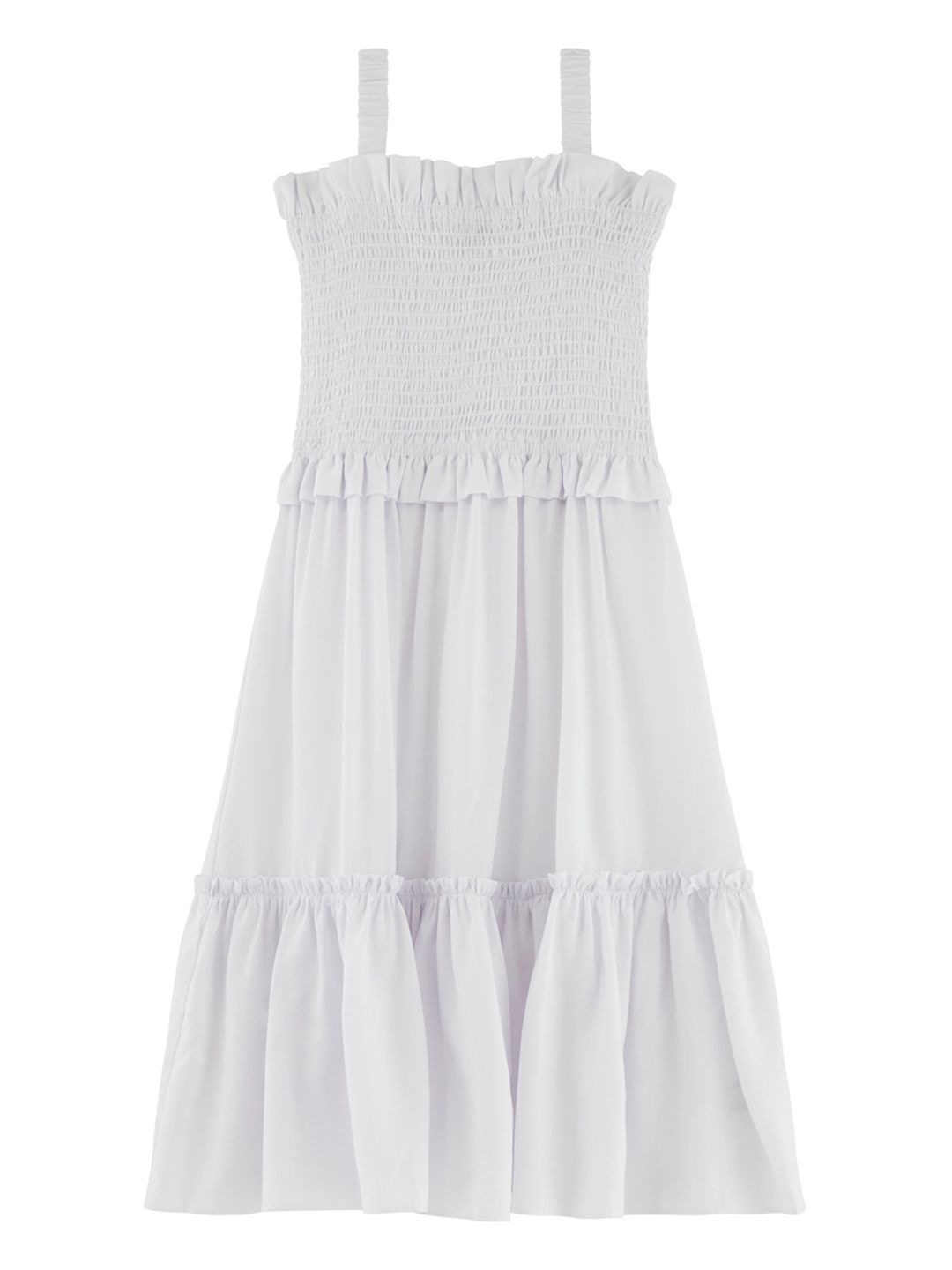 

GUESS kids Girls Self Design Shoulder straps Fit & Flared Midi Dress, White