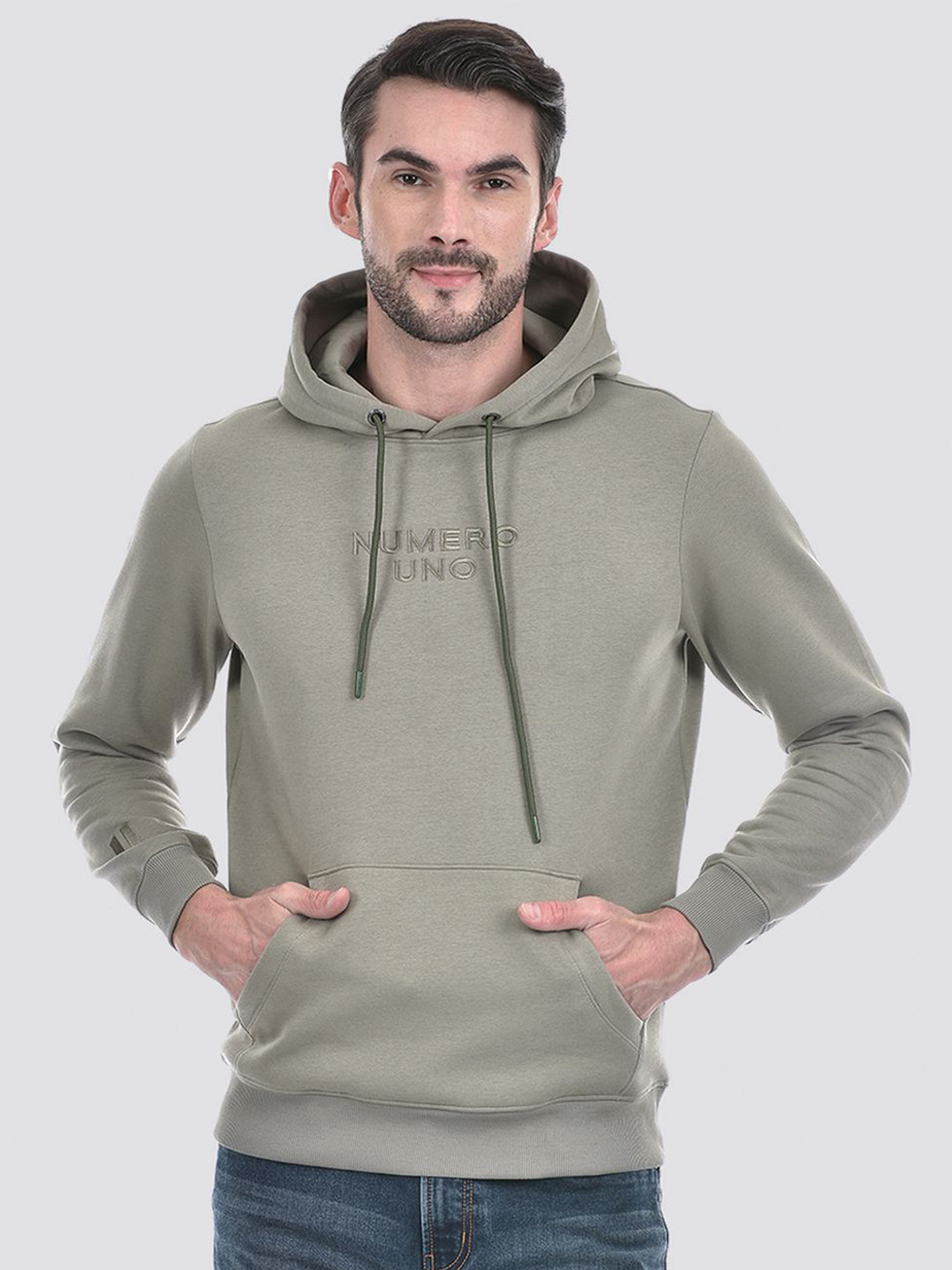 

Numero Uno Men Typography Printed Hooded Fleece Sweatshirt, Grey