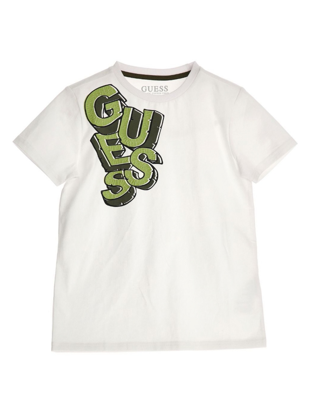 

GUESS kids Boys Typography Printed Round Neck Cotton T-shirt, White