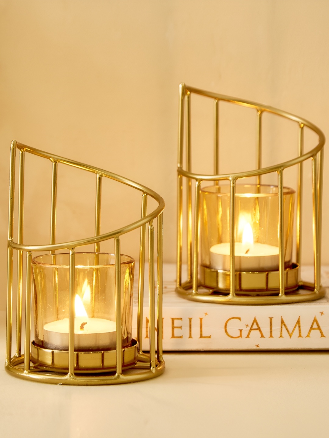 

Home Centre Gold-Toned 2 Pieces Candle Holder