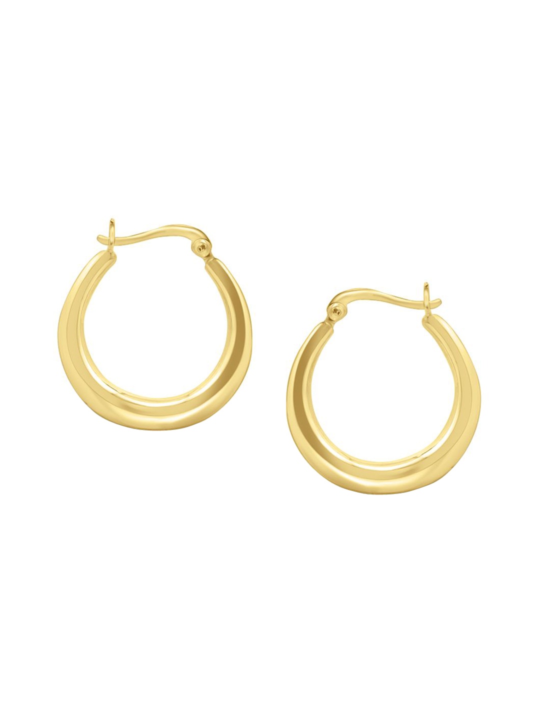 

925 SILLER 925 Pure Silver Rhodium-Plated Contemporary Hoop Earrings, Gold