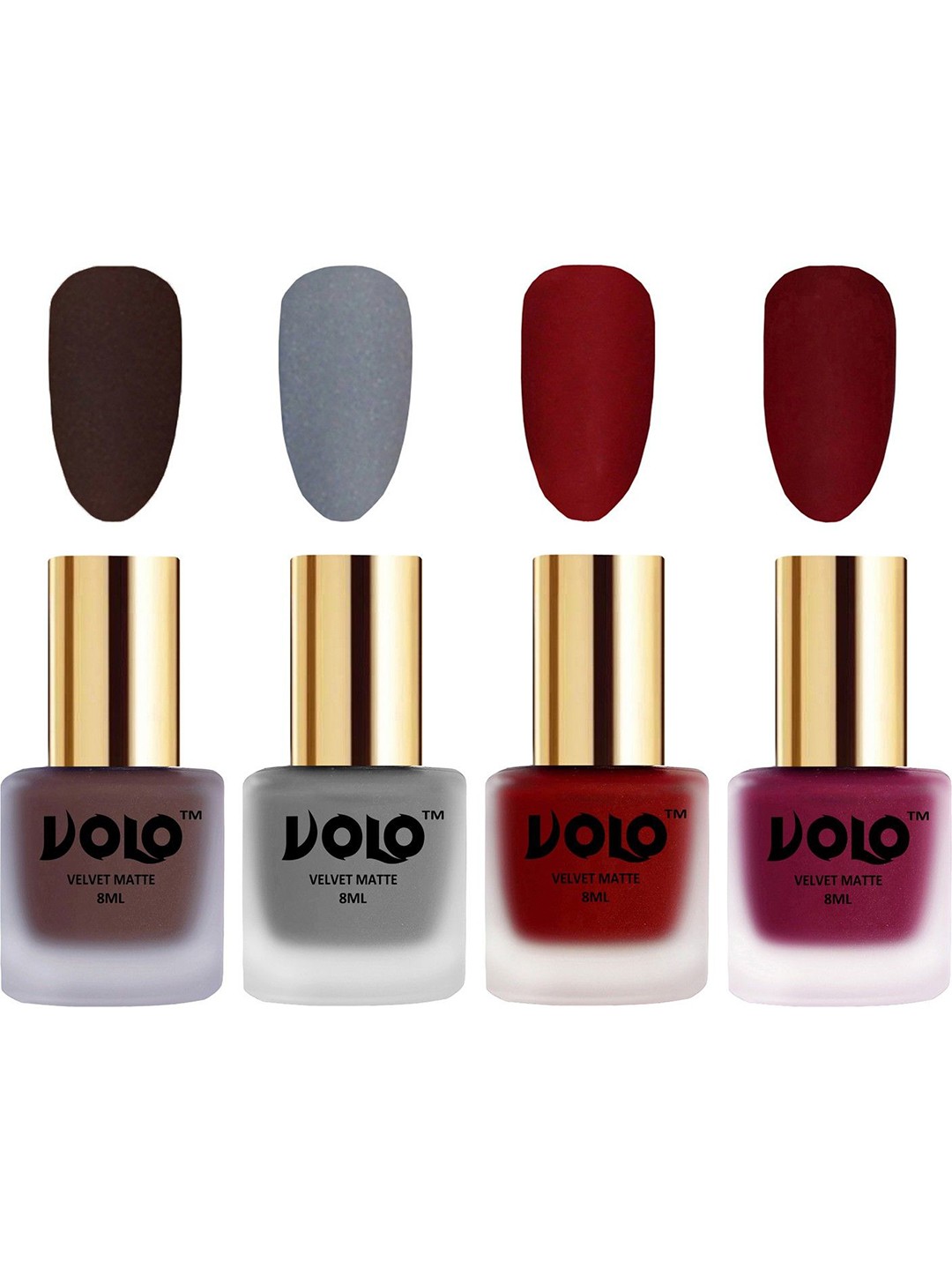 

VOLO Set Of 4 Velvet Matte Nail Polish - 8 ml Each - 2 - 20 - 32 - 25, Red