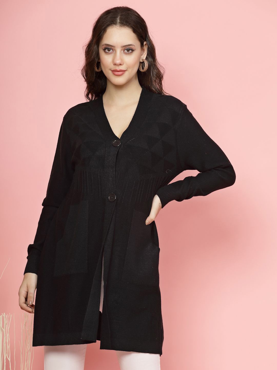 

Mafadeny Women Solid V-Neck Top, Black