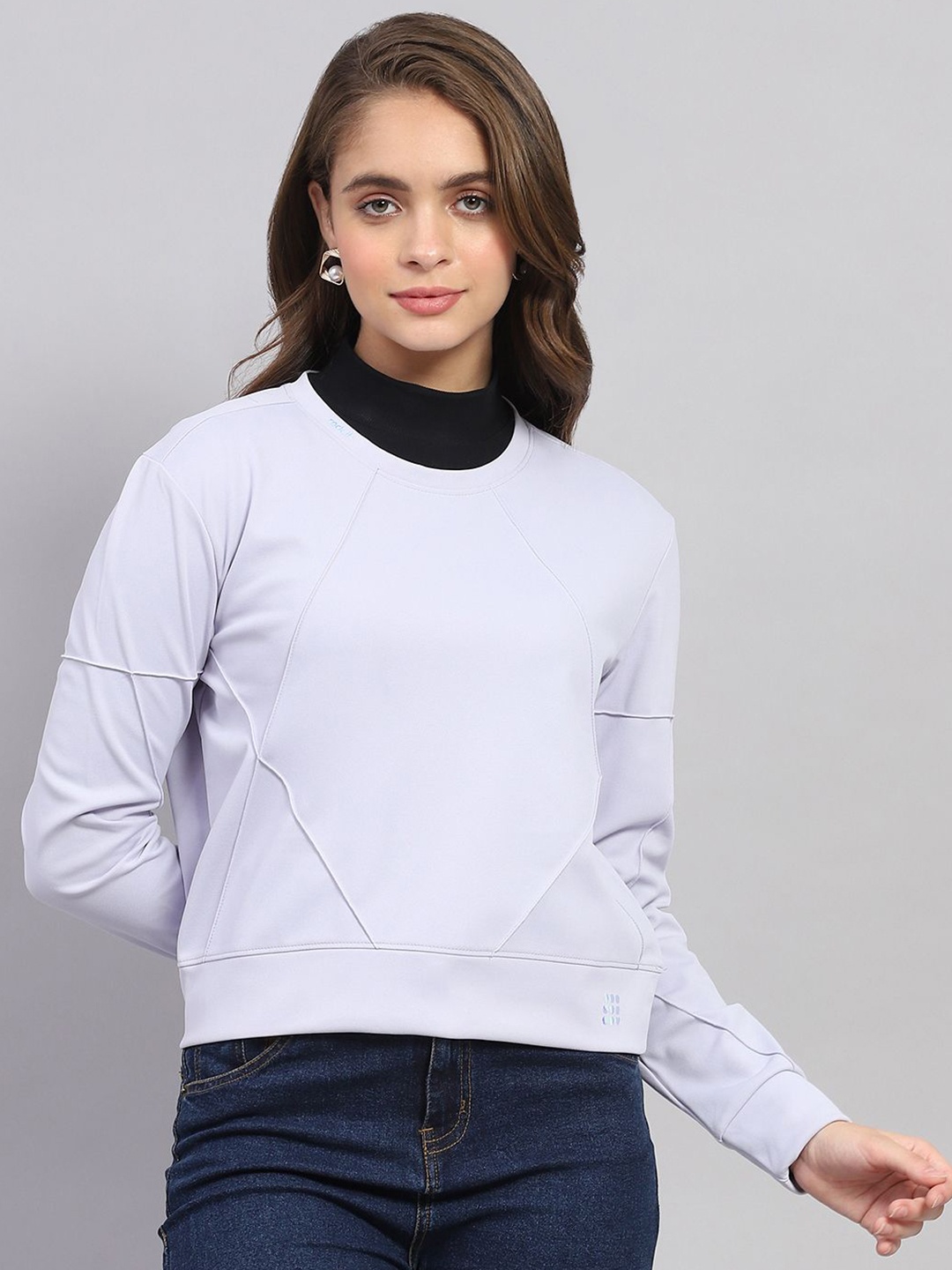 

rock.it Women Solid Round Neck Pullover Sweatshirt, Lavender