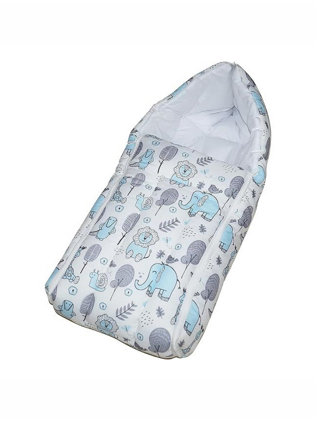 

OSCAR HOME Grey & White Floral Printed Cotton 3 in 1 Baby Sleeping Bag