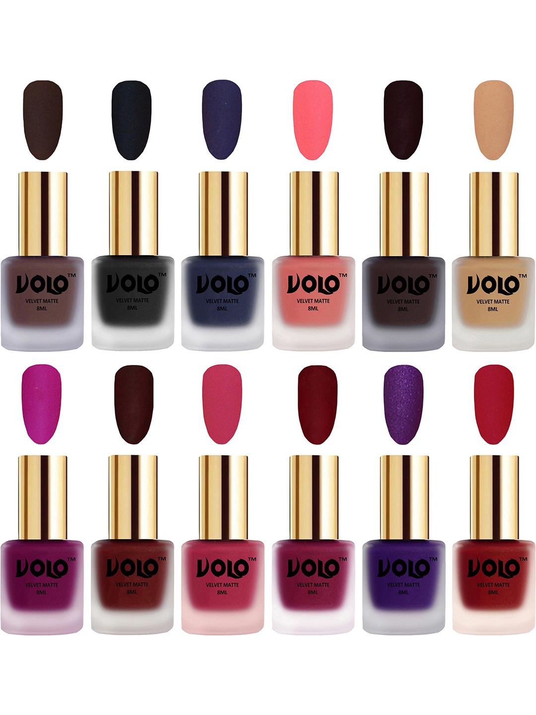 

VOLO Set Of 12 Velvet Matte Nail Polish - 8 ml Each, Multi