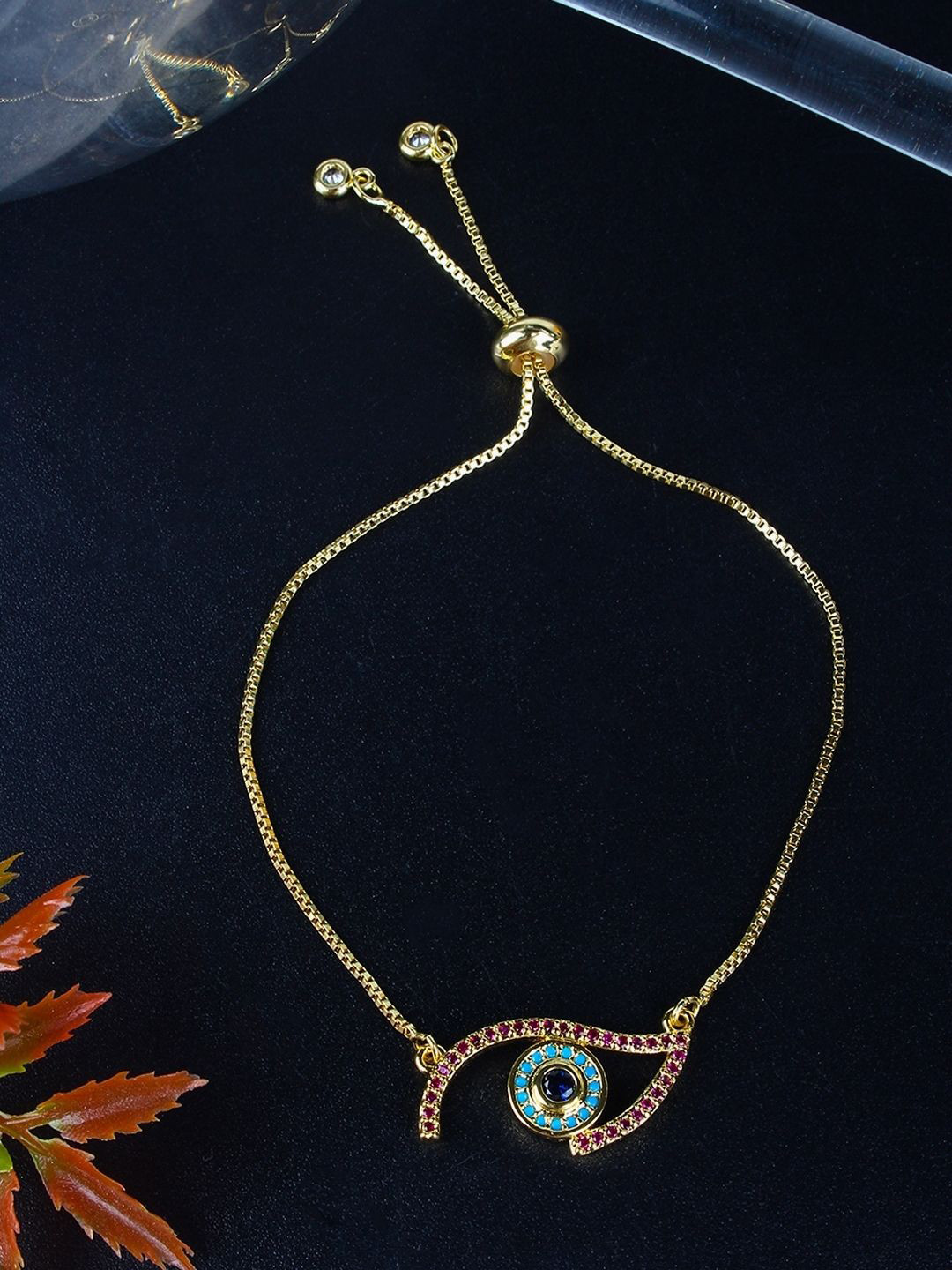 

KPOP Gold-Plated Stone Studded Charm Bracelet