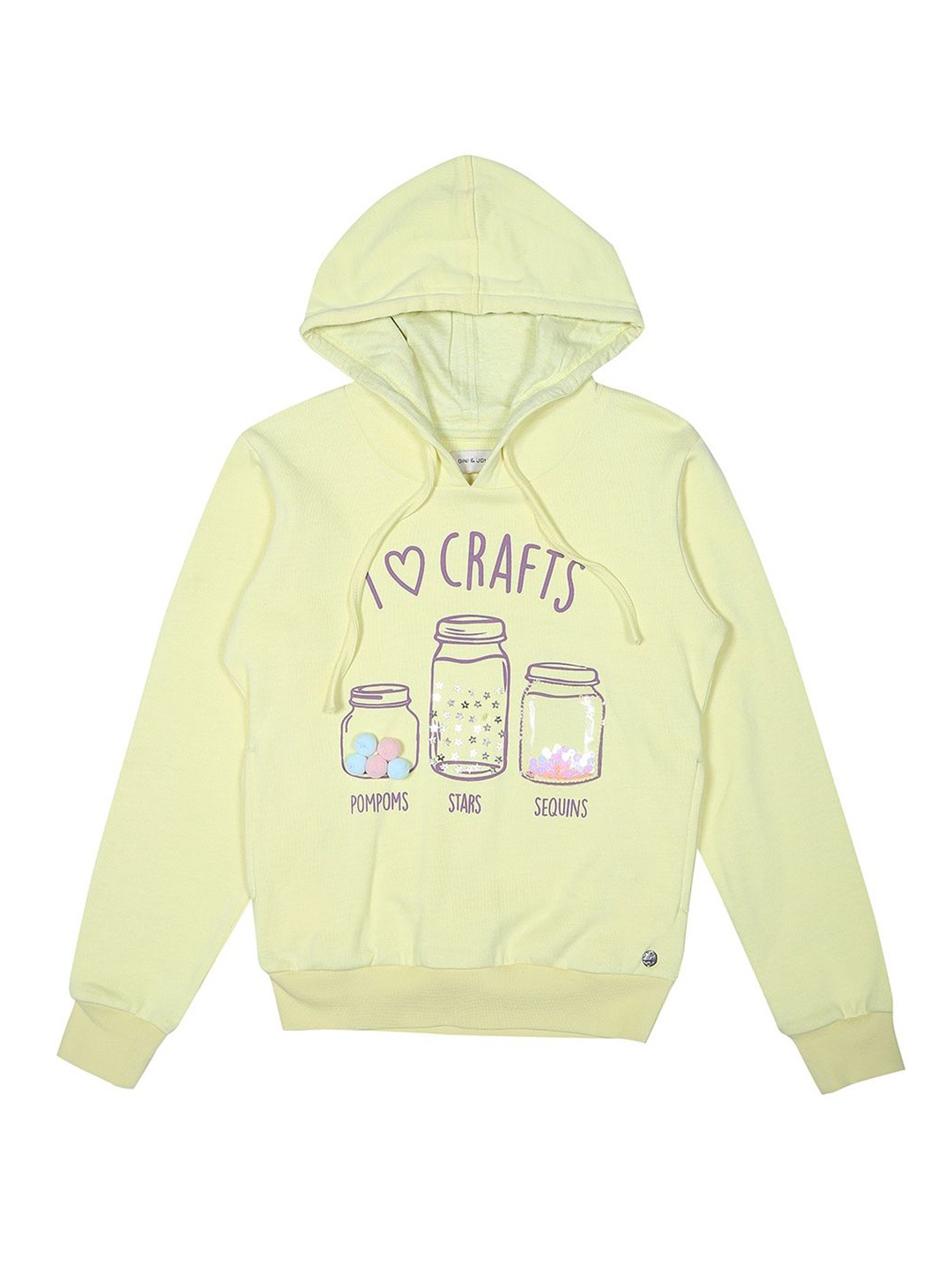 

Gini and Jony Girls Graphic Printed Hooded Cotton Sweatshirt, Yellow