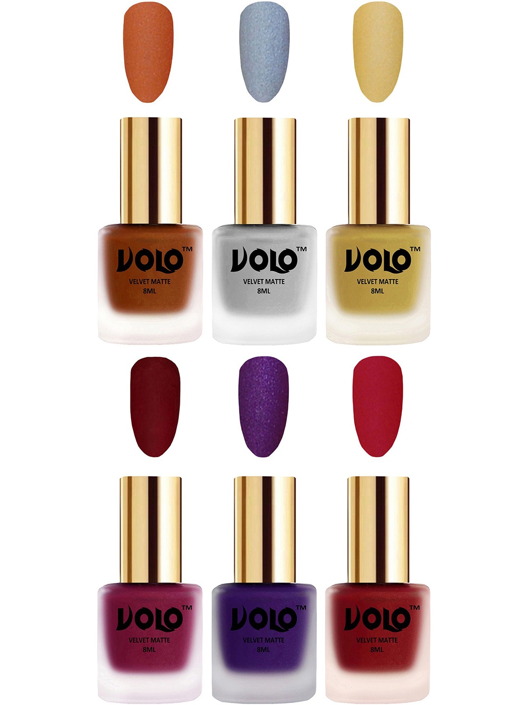 

VOLO Set Of 6 Velvet Matte Nail Polish - 8 ml Each, Multi