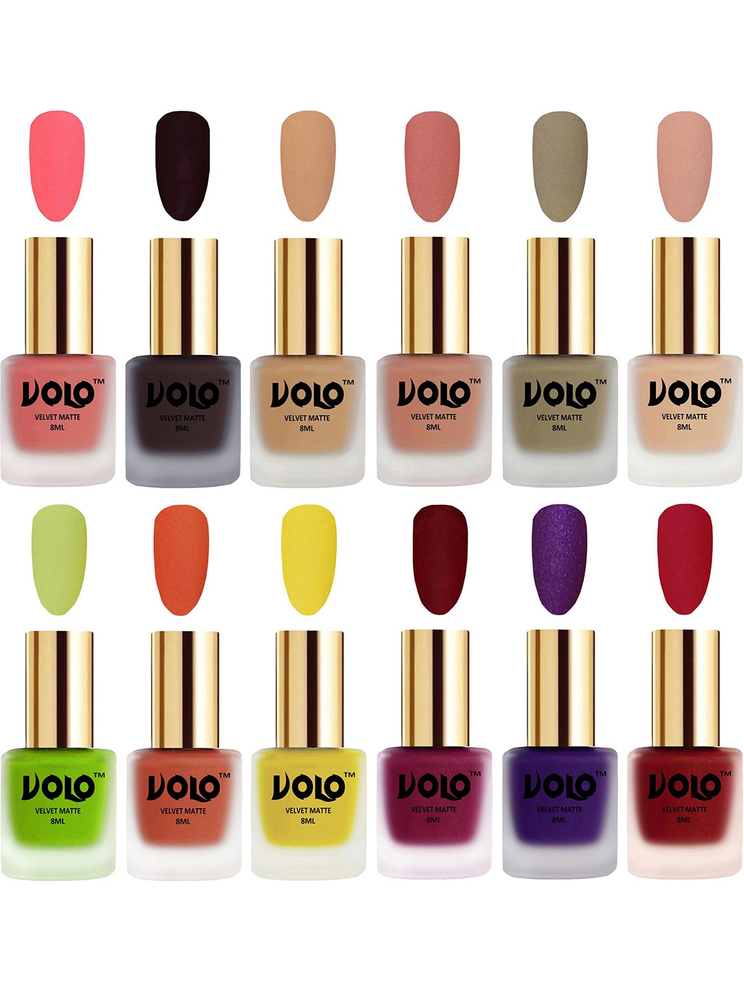 

VOLO Set Of 12 Velvet Matte Nail Polish - 8 ml Each, Nude