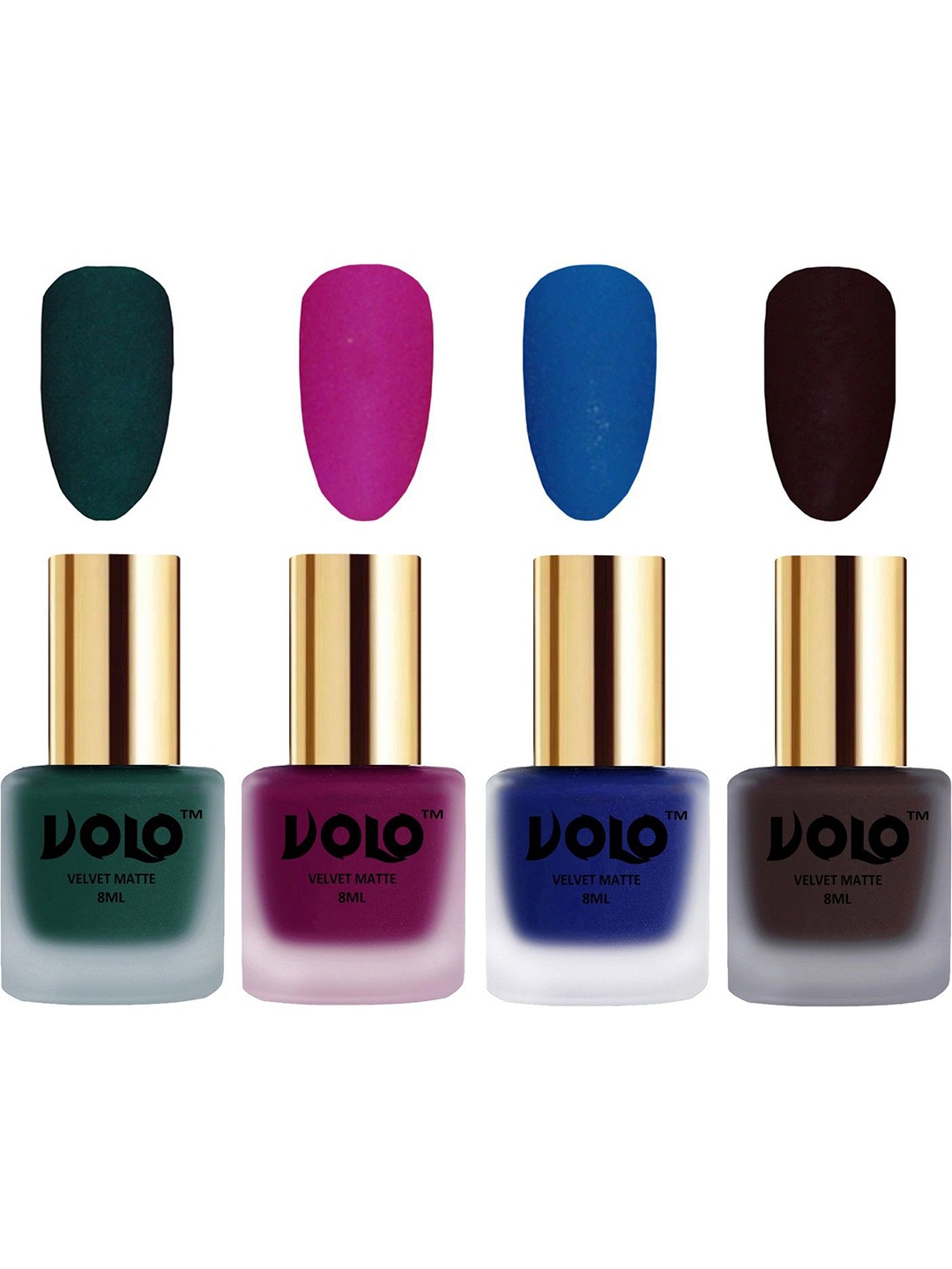 

VOLO Set Of 4 Velvet Matte Nail Polish- 8 ml Each- Shade- 12-14-19- 45, Multi