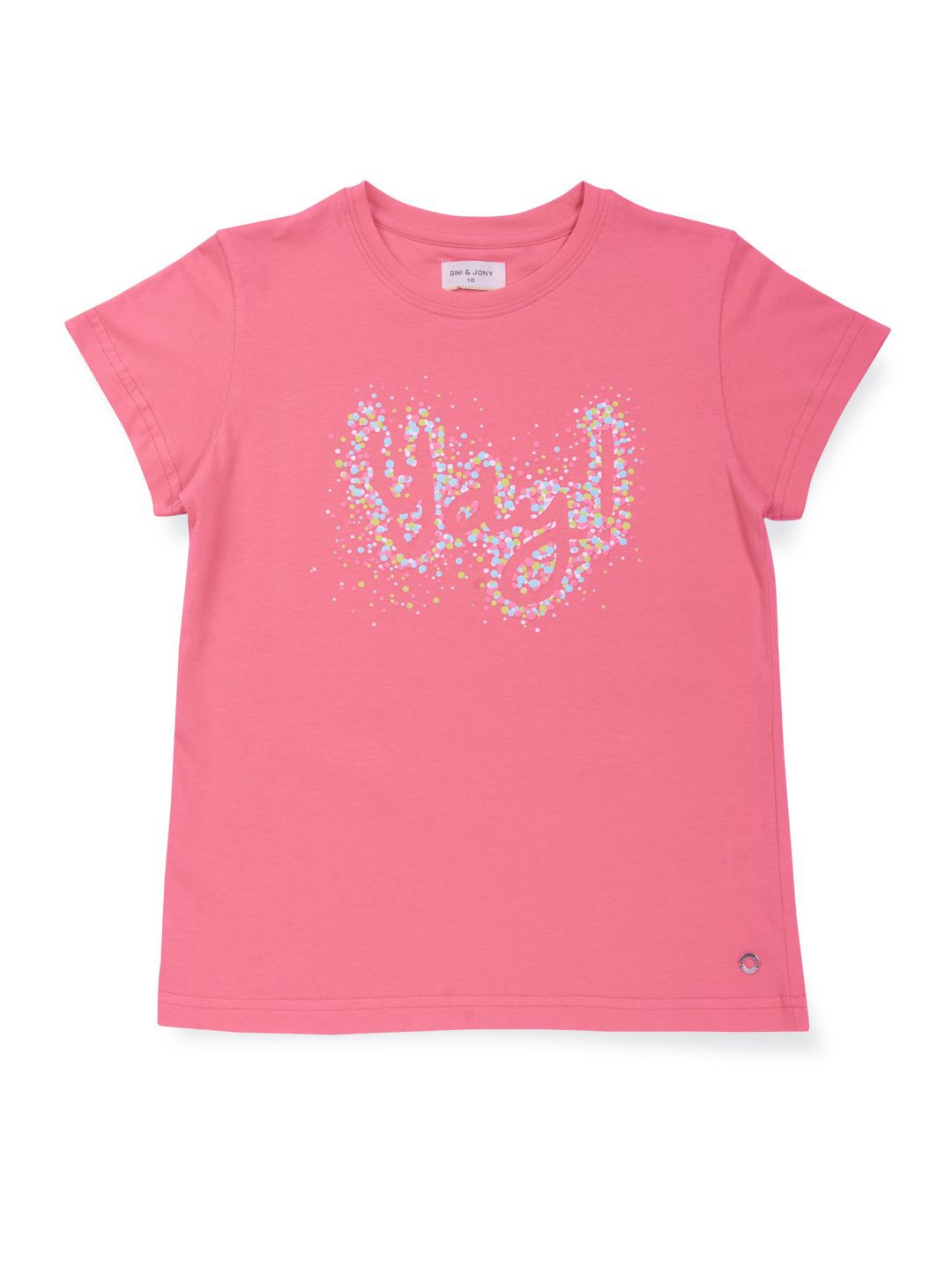 

Gini and Jony Girls Typography Printed Round Neck Cotton T-shirt, Pink