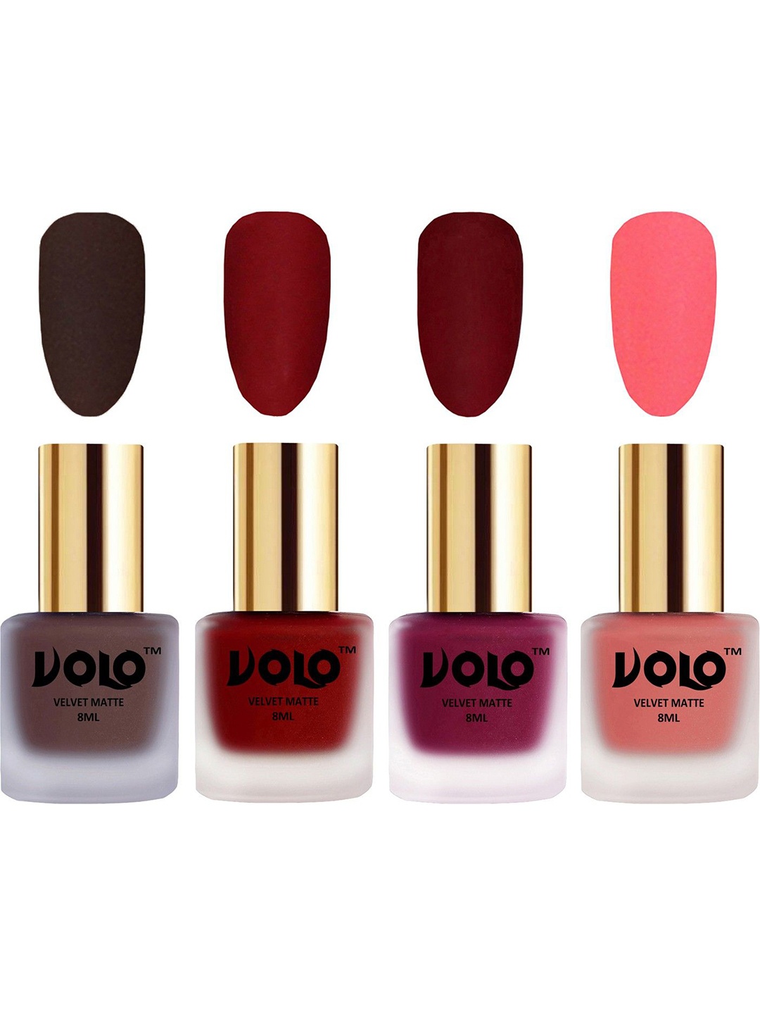 

VOLO Set Of 4 Velvet Matte Nail Polish- 8 ml Each- 2- 22-25- 41, Multi