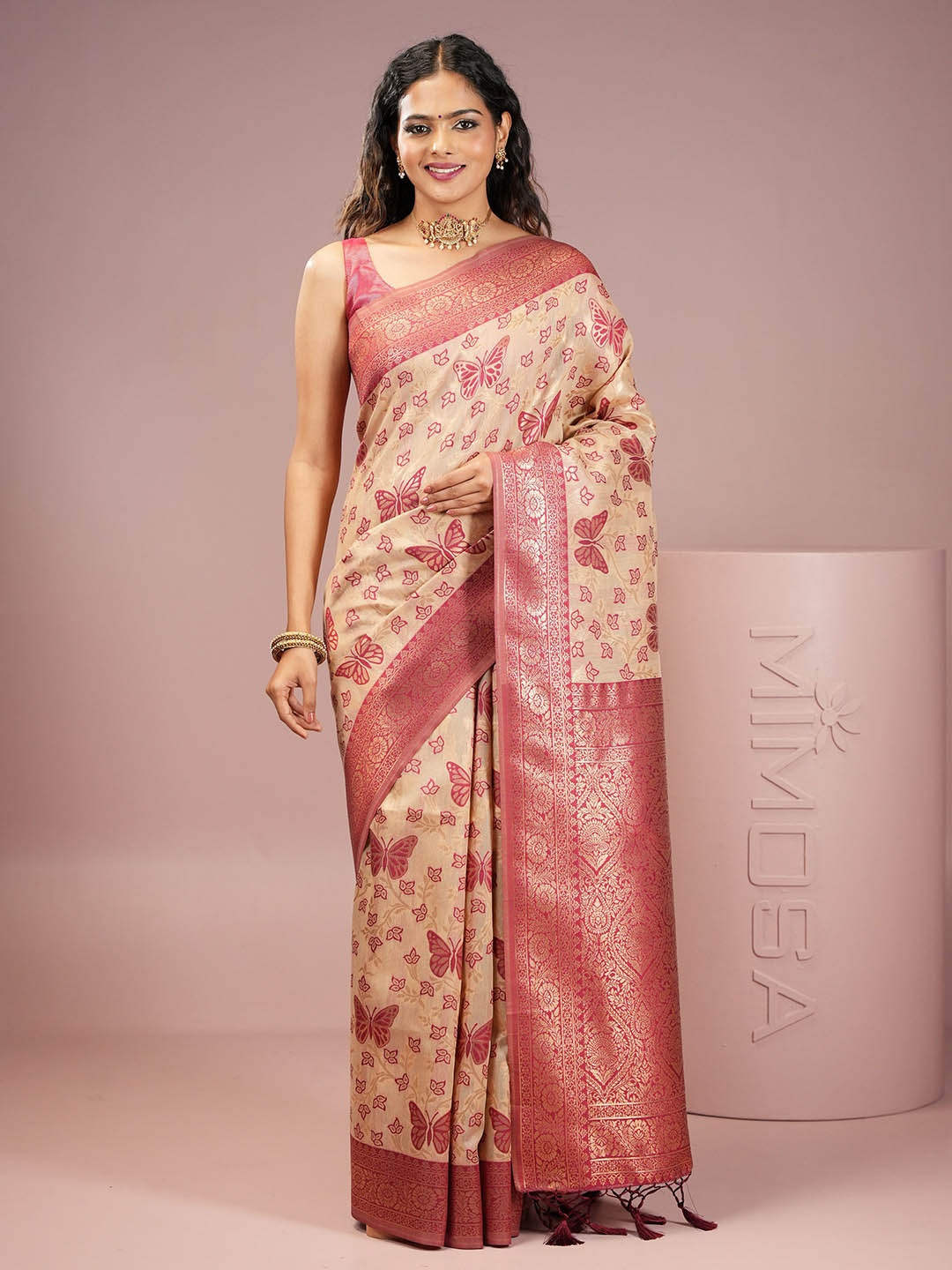 

MIMOSA Woven Design Zari Banarasi Saree, Red