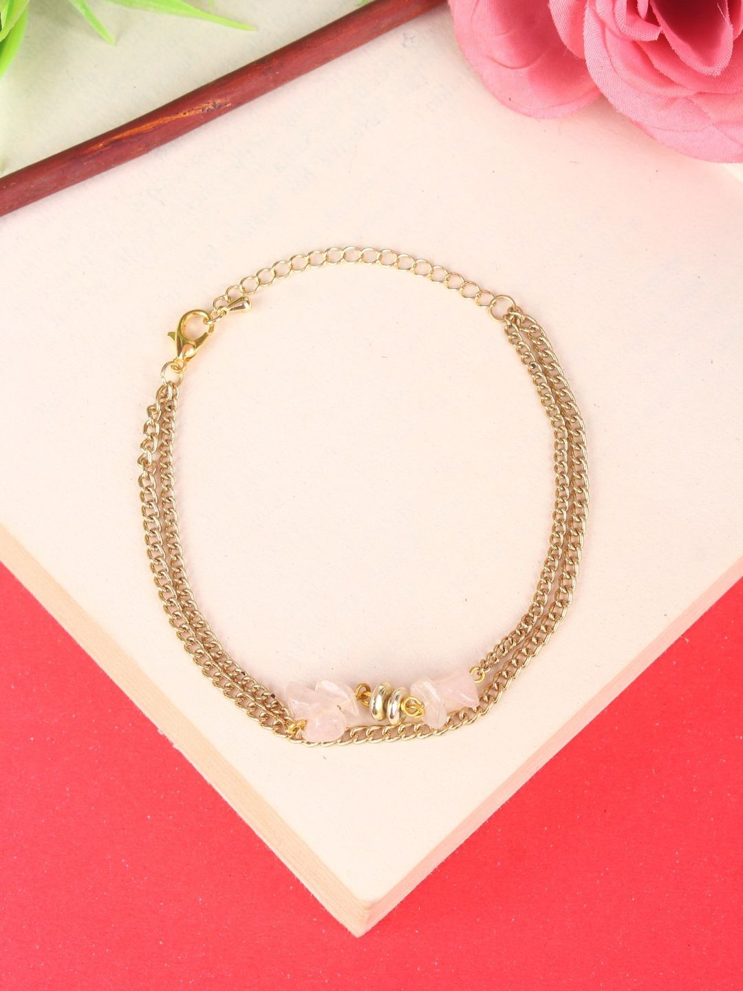 

KPOP Gold-Plated Artificial Stones Link Bracelet