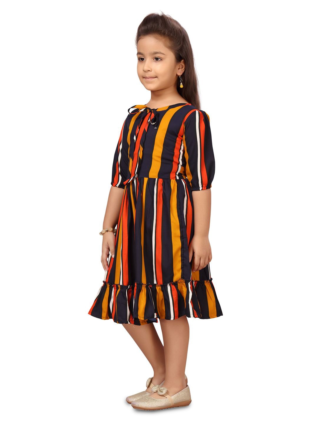 

BAESD Girls Striped Fit & Flare Dress, Yellow