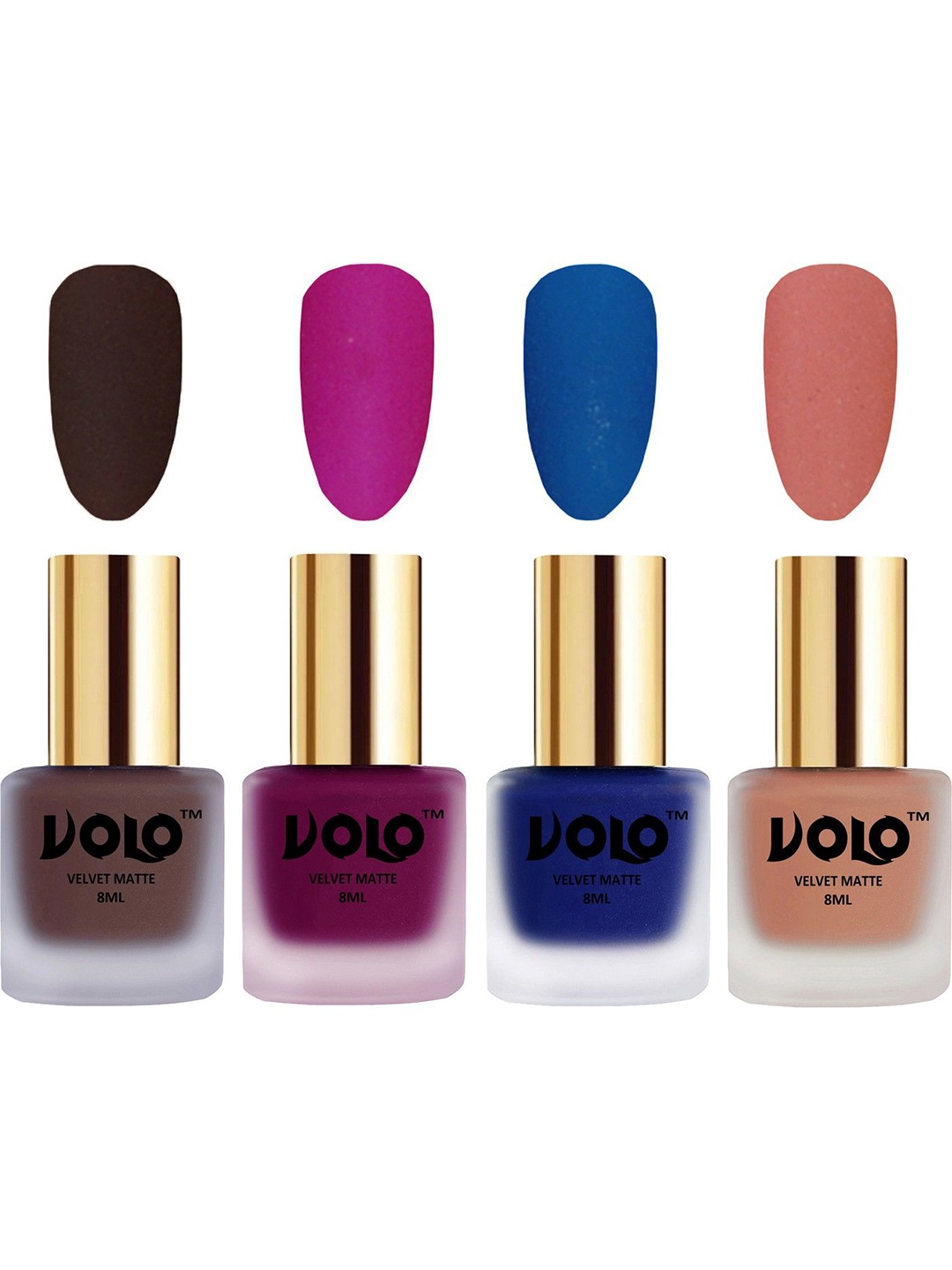 

VOLO Set Of 4 Velvet Matte Nail Polish- 8 ml Each- Shade- 2-14-19-38, Multi