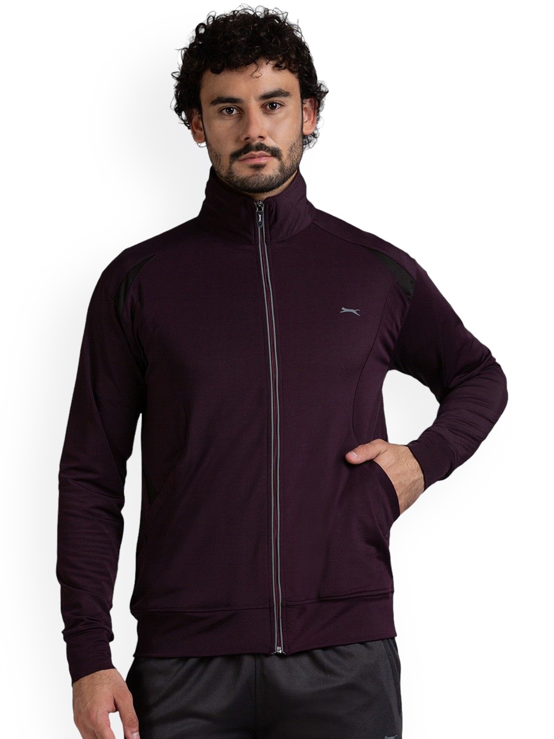 

Black Panther Men Mock Collar Windcheater and Water Resistant Running Sporty Jacket, Magenta