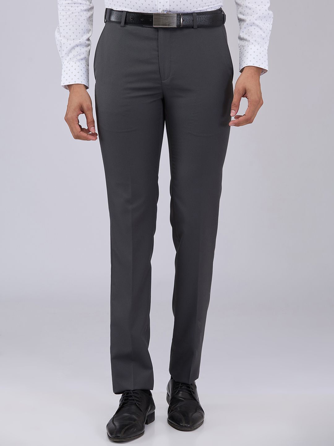 

Raymond Men Solid Slim Fit Formal Trousers, Grey