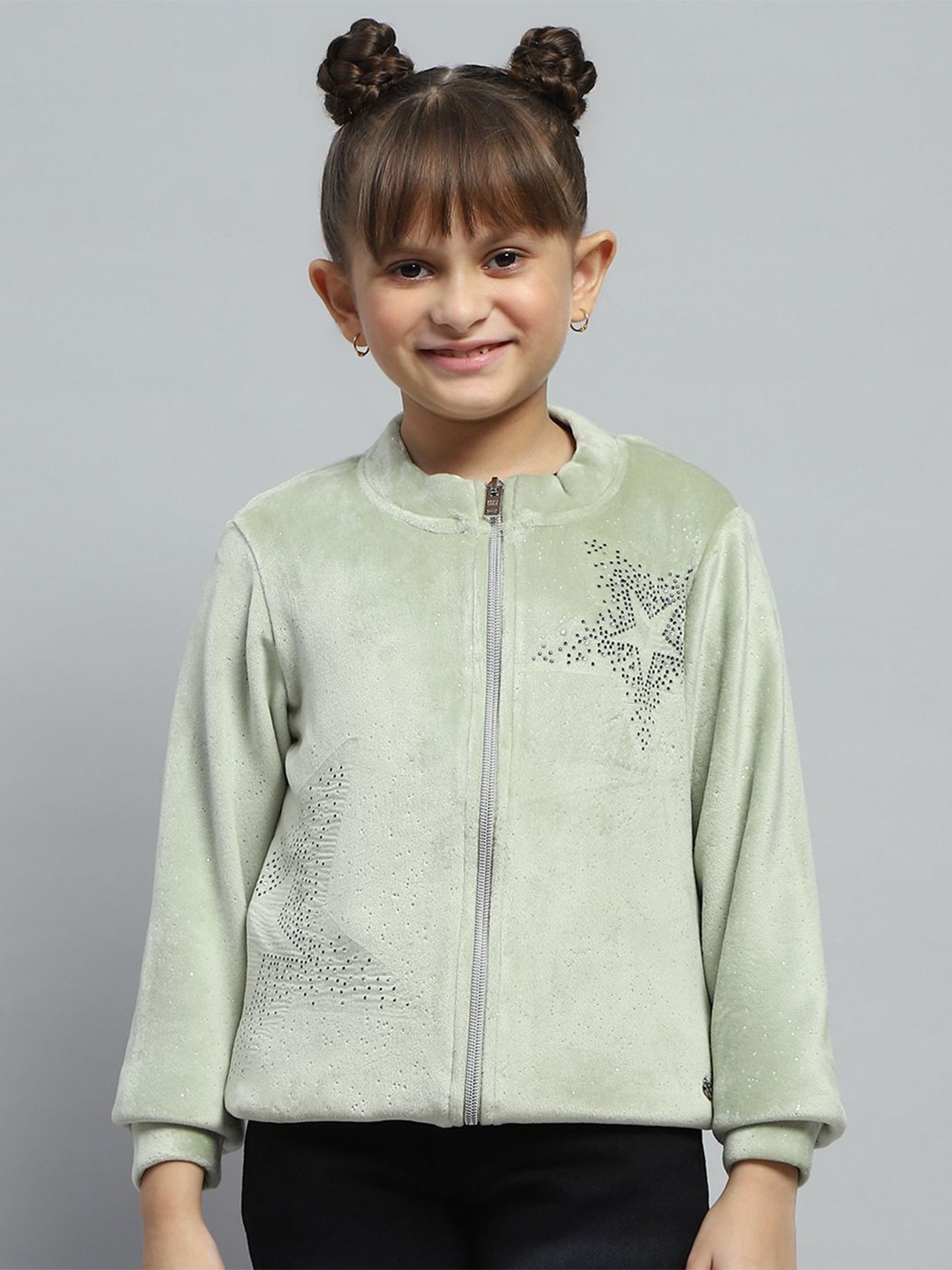 

Monte Carlo Girls Embellished Mock Collar Sweatshirt, Green