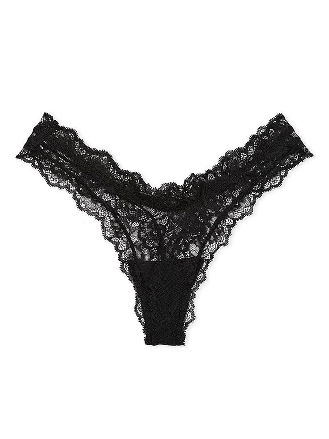 

Victoria's Secret Women Lace High-Rise Thong Briefs, Black
