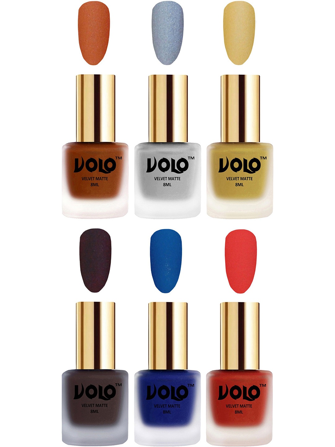 

VOLO Set Of 6 Velvet Matte Nail Polish-8 ml Each, Red