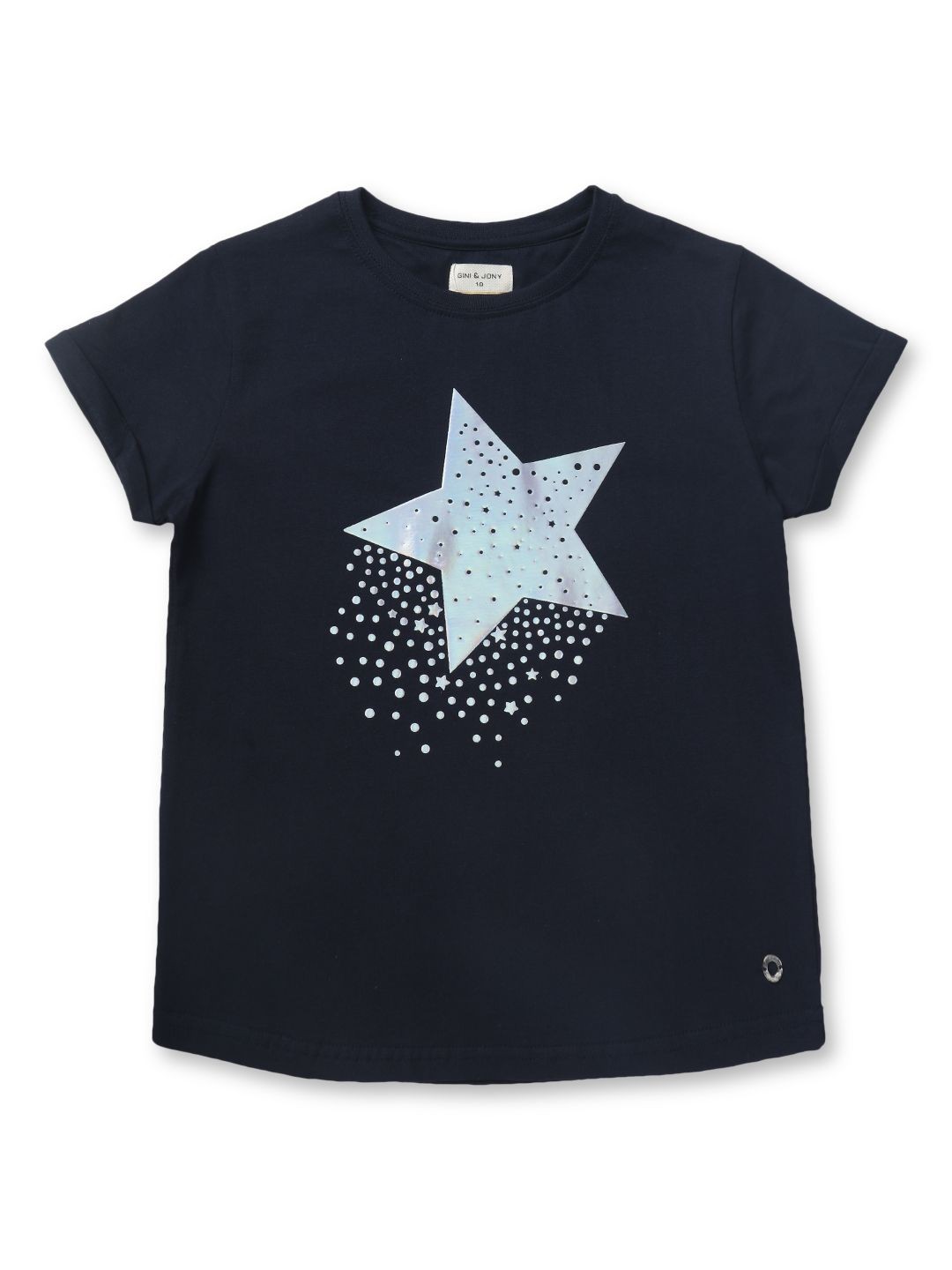 

Gini and Jony Girls Graphic Printed Cotton T-shirt, Navy blue