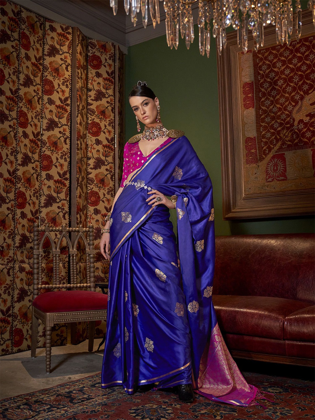 

elora Woven Design Designer Banarasi Saree, Blue
