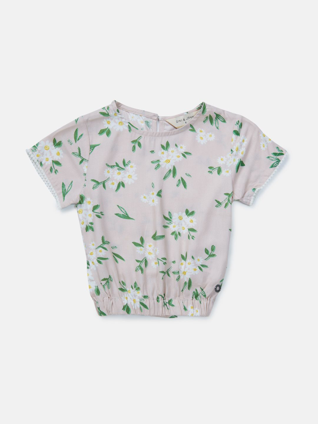 

Gini and Jony Girls Floral Printed Round Neck Cotton Top, Grey
