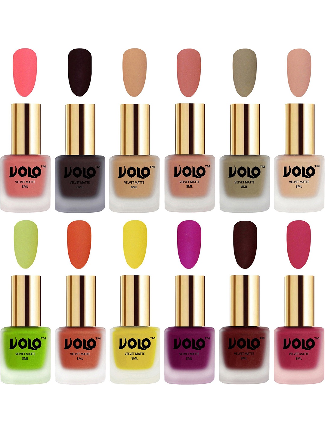 

VOLO Set Of 12 Velvet Matte Nail Polish - 8 ml Each, Burgundy