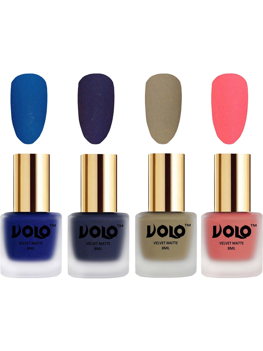 

VOLO Set Of 4 Velvet Matte Nail Polish-8 ml Each Shade-19-31-37-41, Multi