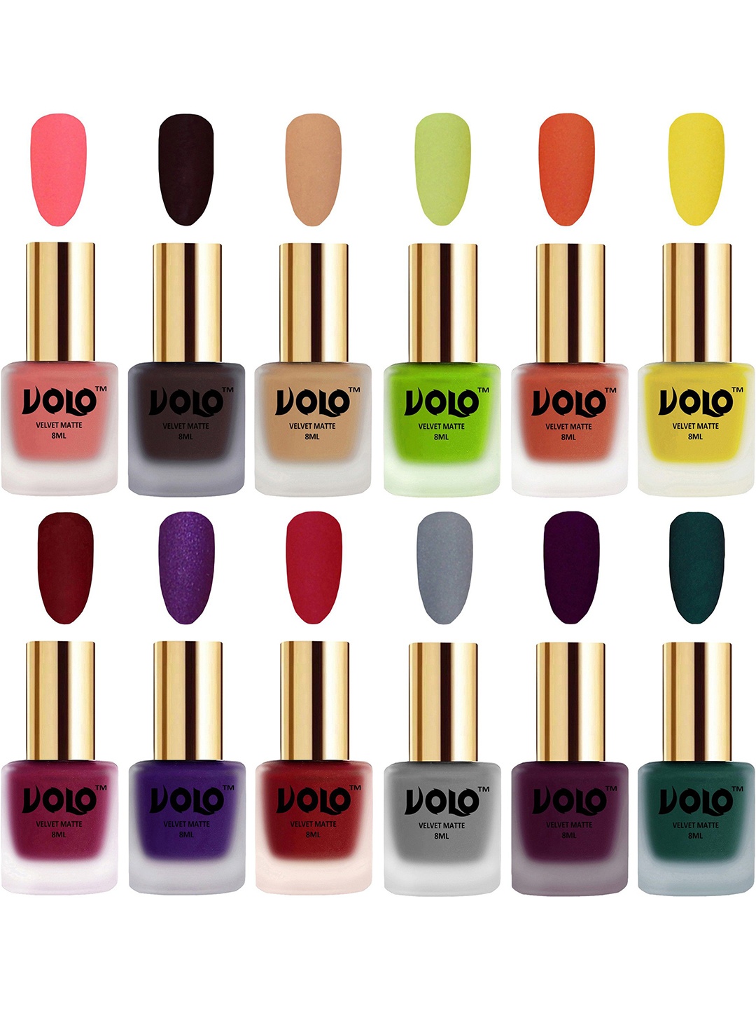 

VOLO Set Of 12 Velvet Matte Nail Polish-8 ml Each, Green