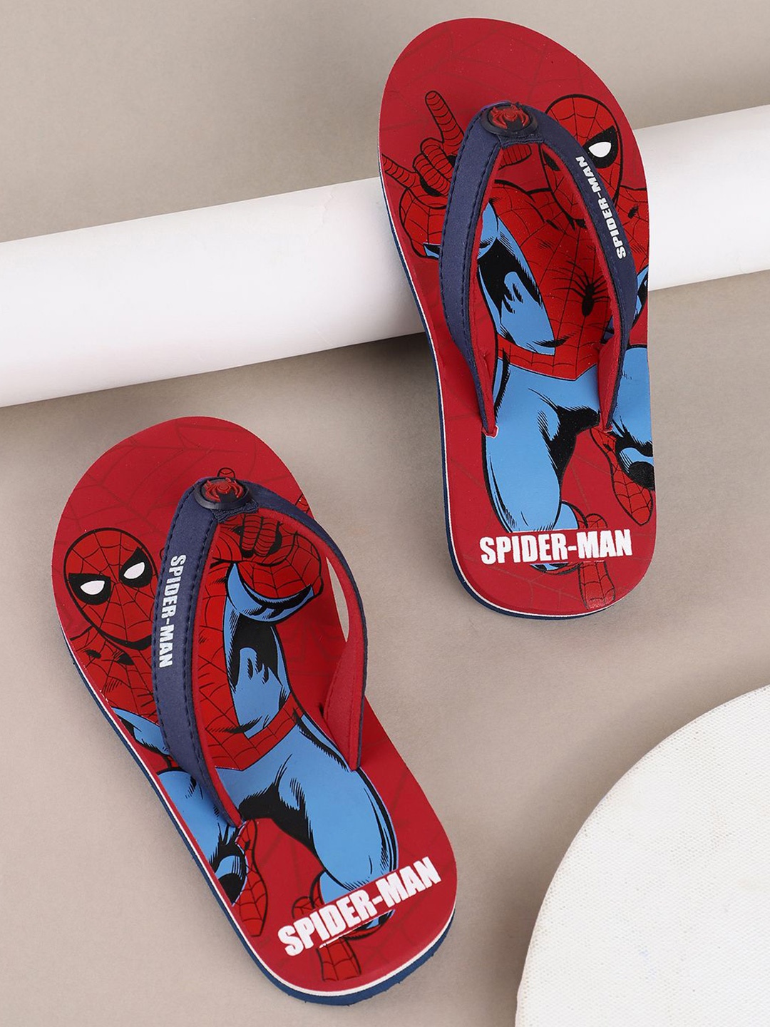 

Kids Ville Boys Spiderman Printed Thongs Flipflops, Red