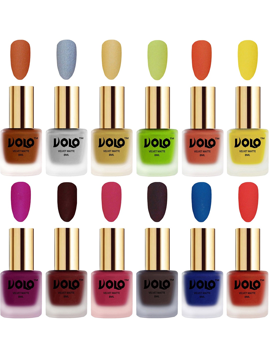 

VOLO Set Of 12 Velvet Matte Nail Polish - 8 ml Each, Magenta