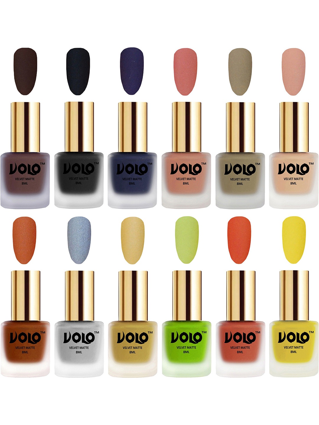 

VOLO Set Of 12 Velvet Matte Nail Polish-8 ml Each, Black