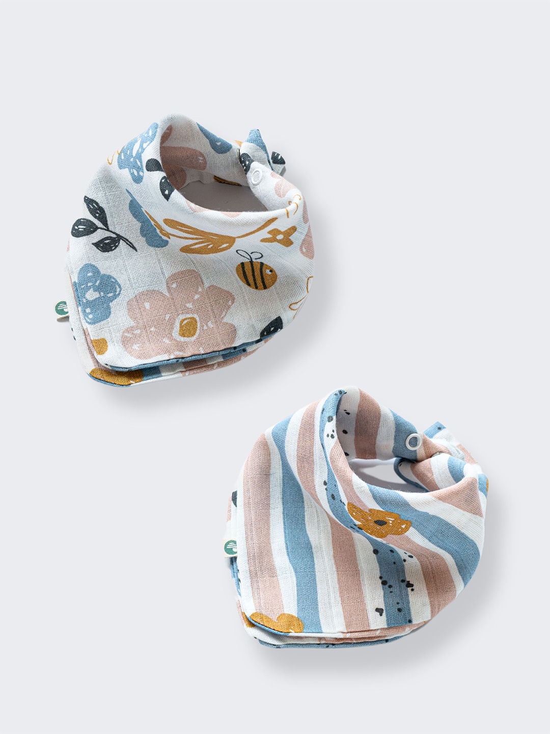 

cocoon care Infants Printed Pack Of 2 Bibs, Blue