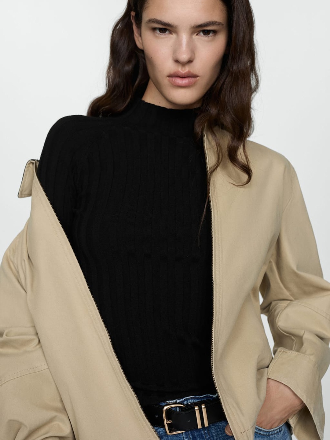 

MANGO Women Ribbed Pullover, Black